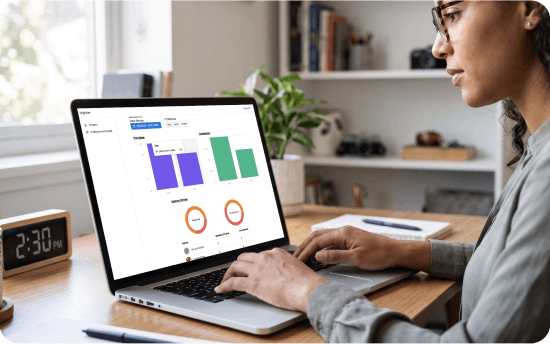 Woman using Mightier Dashboard